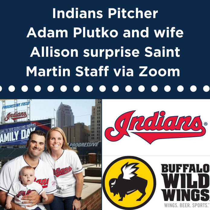 Indians Pitcher Adam Plutko and wife Allison surprise Saint Martin Staff via Zoom 